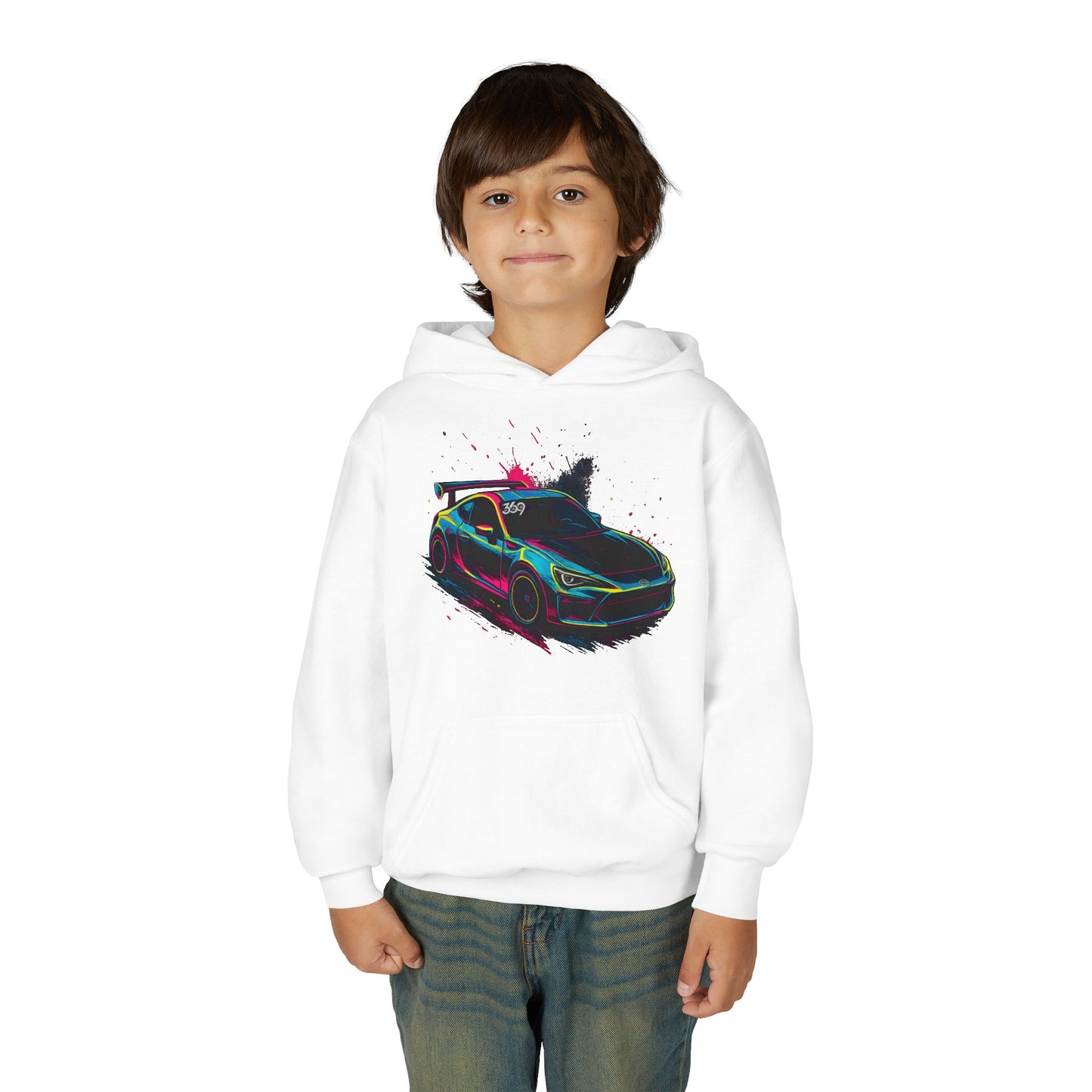 369Fab* Limited Edition FR-S Splash, Vibrant Car Graphic Youth Hoodie