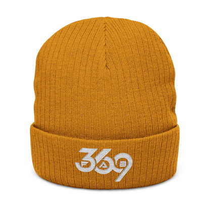 369Fab* W. Logo, Cozy Ribbed Knit Beanie with 369 Embroidery