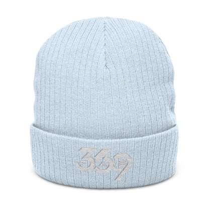 369Fab* W. Logo, Cozy Ribbed Knit Beanie with 369 Embroidery