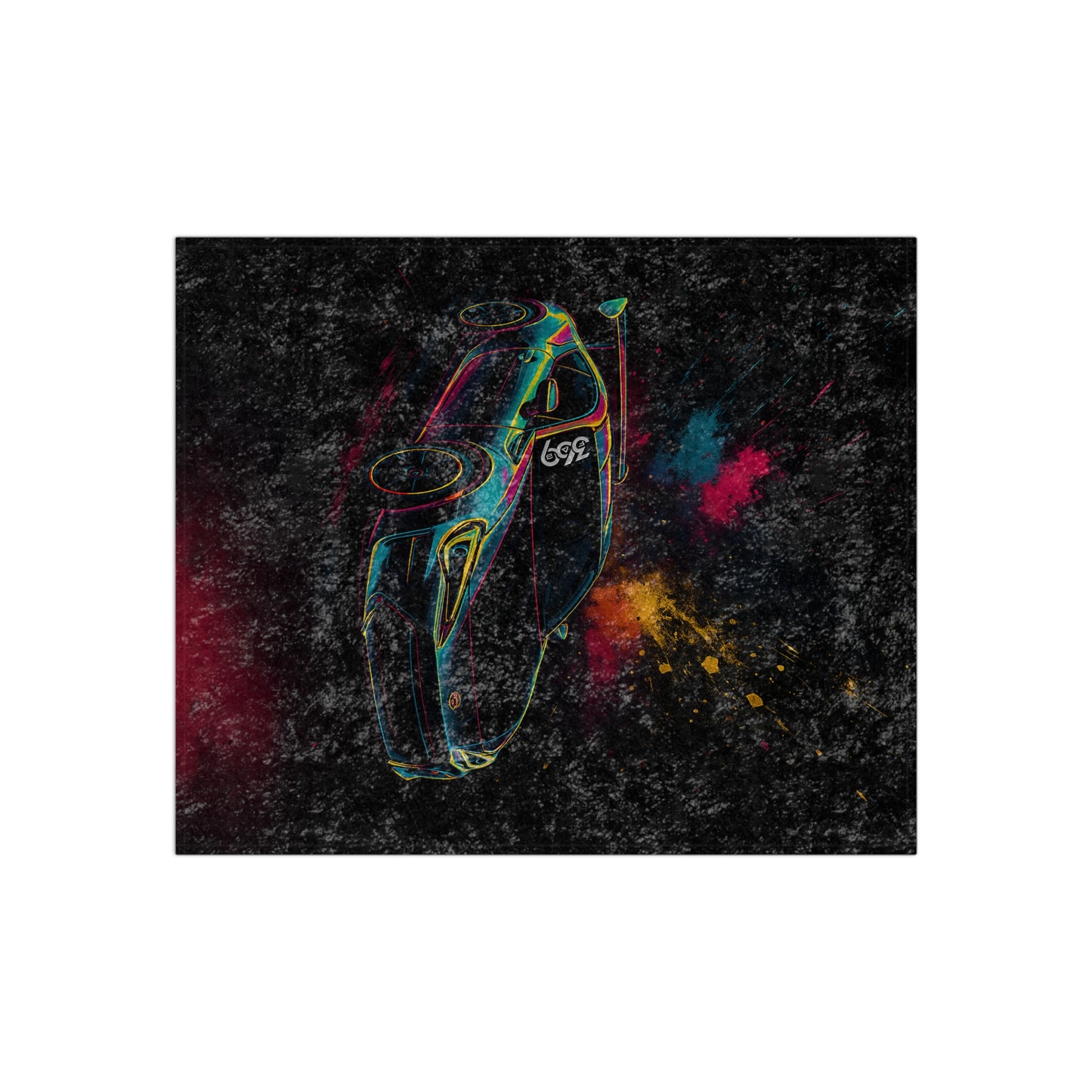 369Fab* Limited Edition FR-S Splash, Vibrant Car-Themed Crushed Velvet Blanket