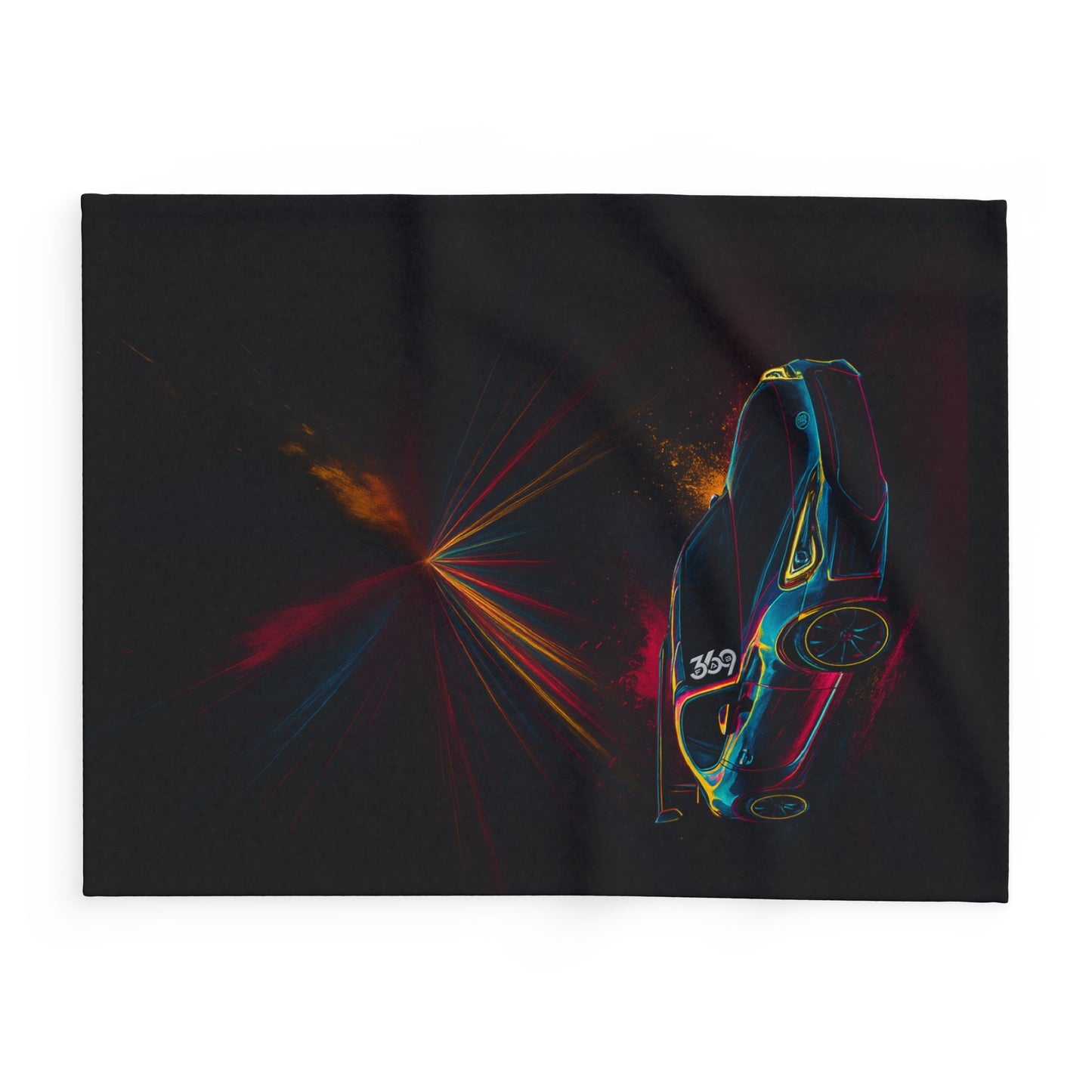 369Fab* Limited Edition FR-S Splash, Cozy, Neon Racing Car Fleece Blanket,