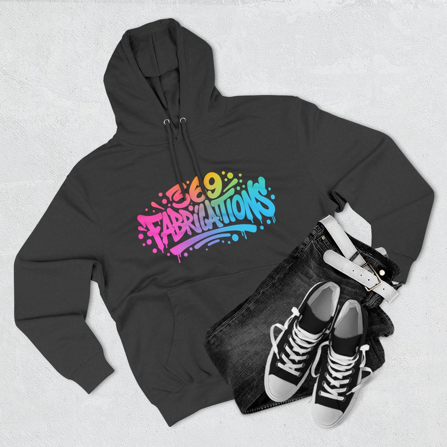 369Fab* Graffiti Splash, Three-Panel Fleece Hoodie