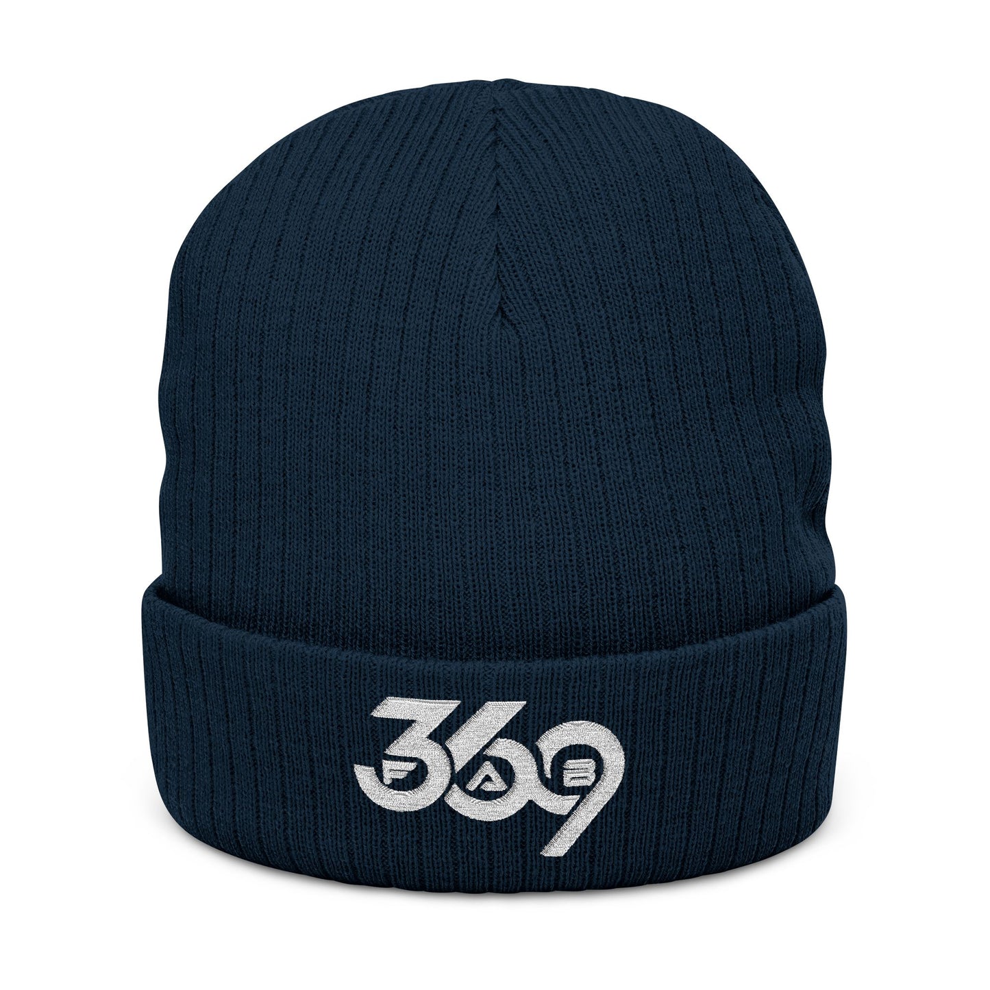 369Fab* W. Logo, Cozy Ribbed Knit Beanie with 369 Embroidery