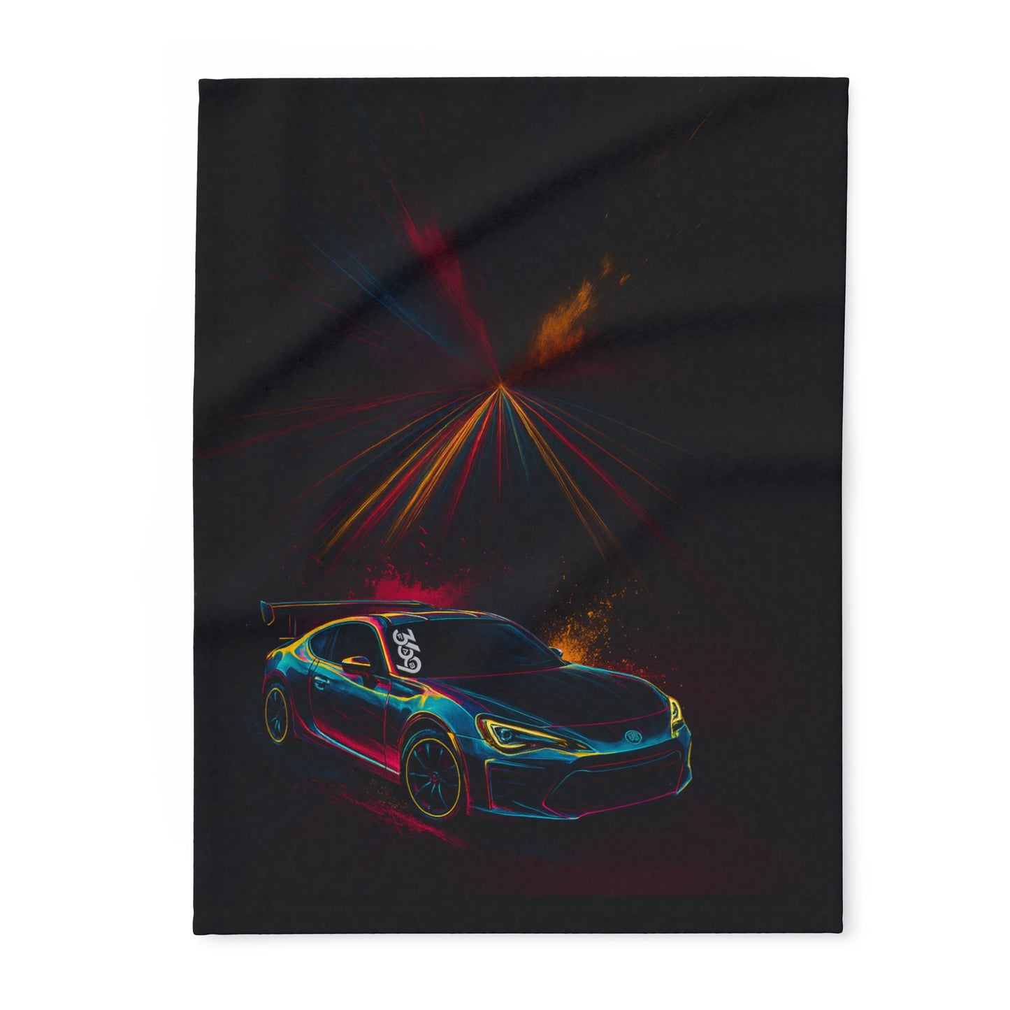 369Fab* Limited Edition FR-S Splash, Cozy, Neon Racing Car Fleece Blanket,