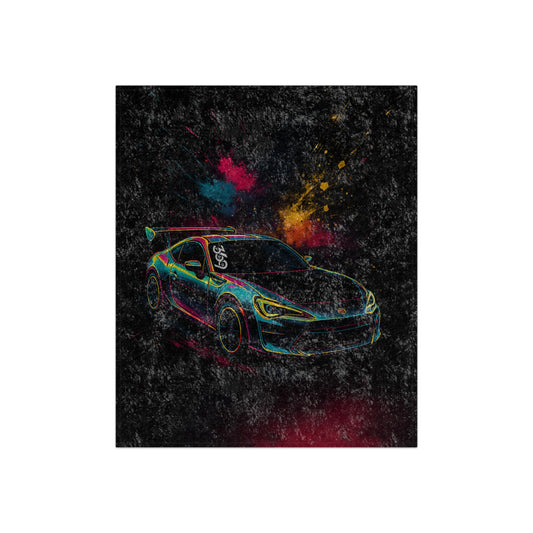 369Fab* Limited Edition FR-S Splash, Vibrant Car-Themed Crushed Velvet Blanket
