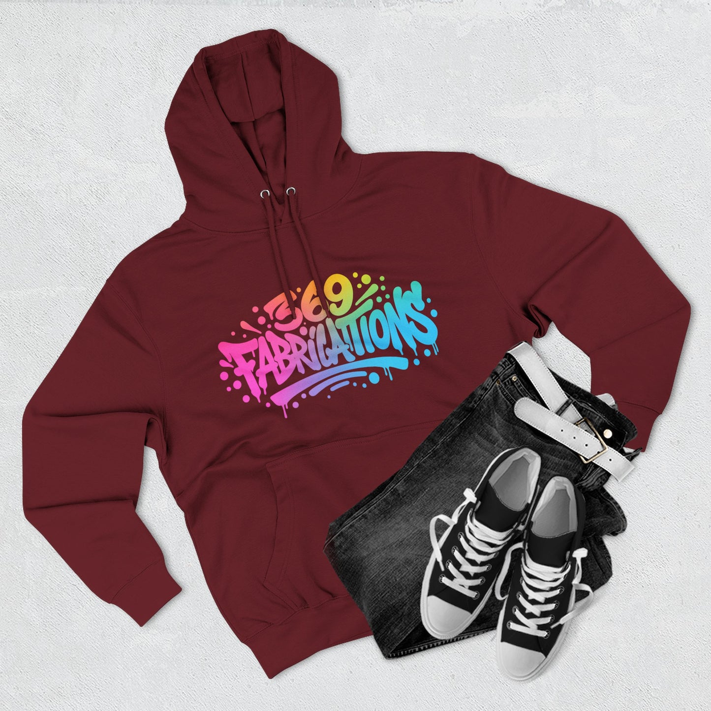 369Fab* Graffiti Splash, Three-Panel Fleece Hoodie