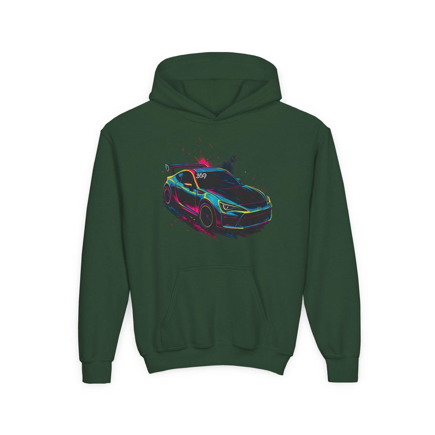 369Fab* Limited Edition FR-S Splash, Vibrant Car Graphic Youth Hoodie