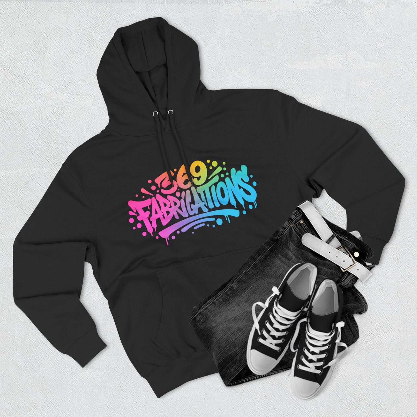 369Fab* Graffiti Splash, Three-Panel Fleece Hoodie