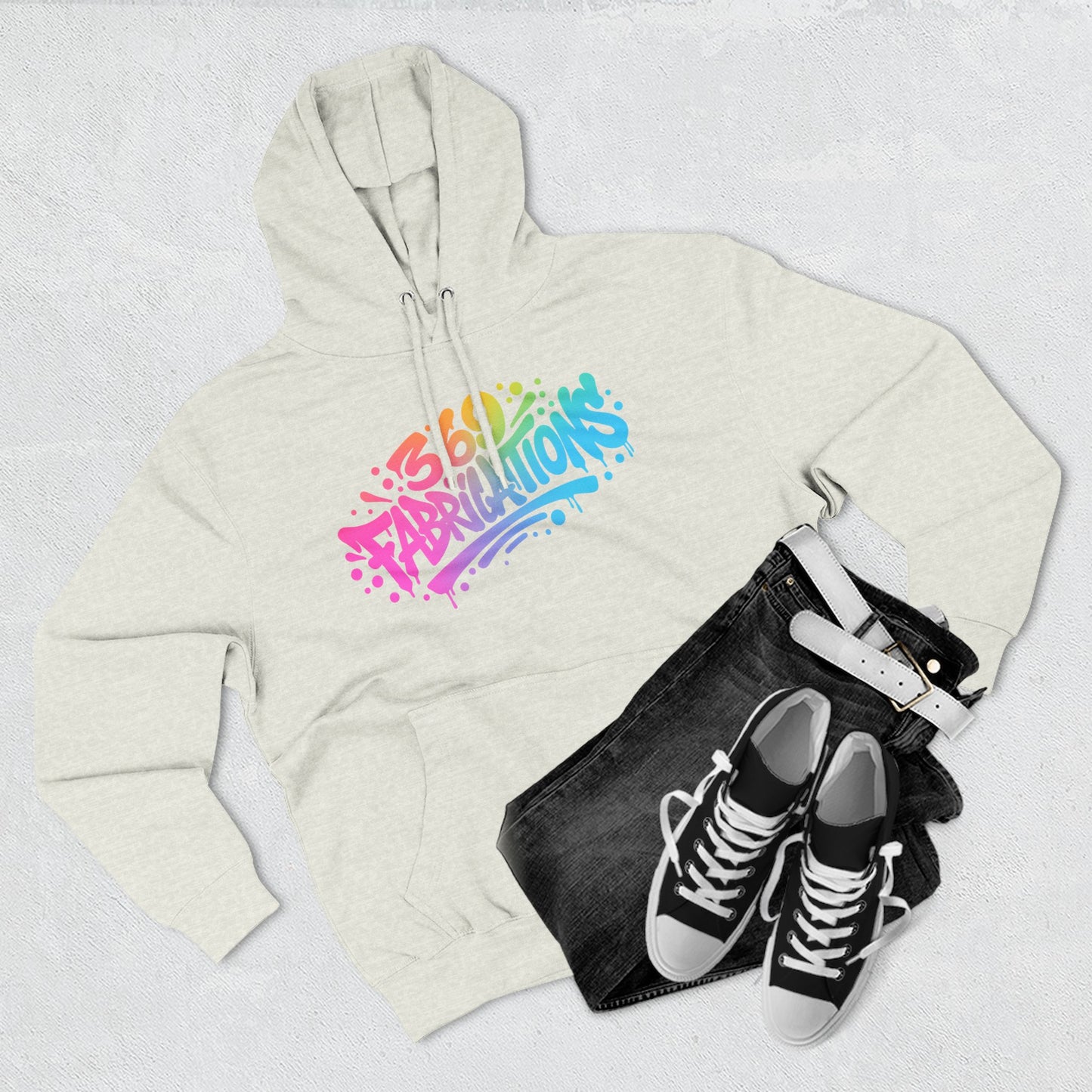 369Fab* 369Fabrications, Colorful Graffiti Fleece Hoodie for Cozy Vibes
