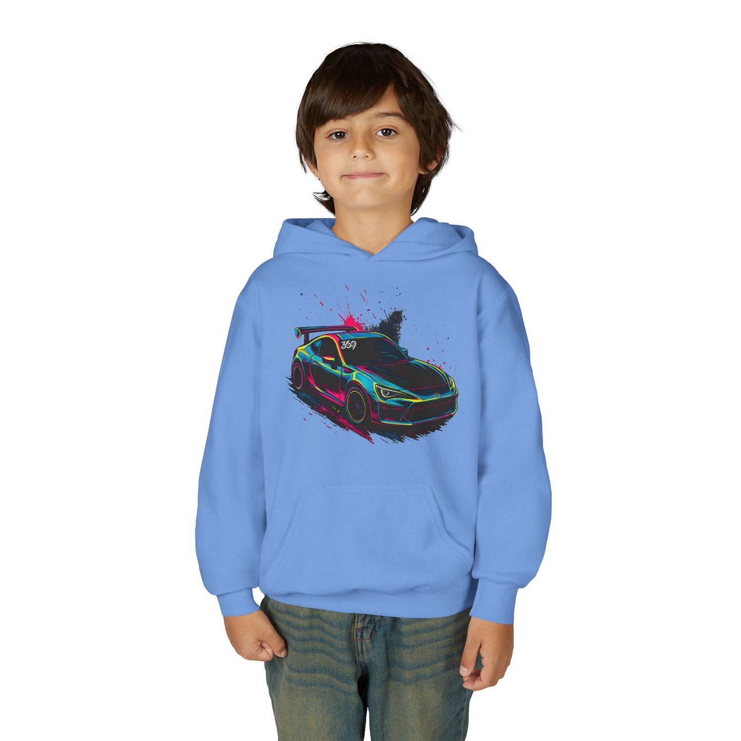 369Fab* Limited Edition FR-S Splash, Vibrant Car Graphic Youth Hoodie
