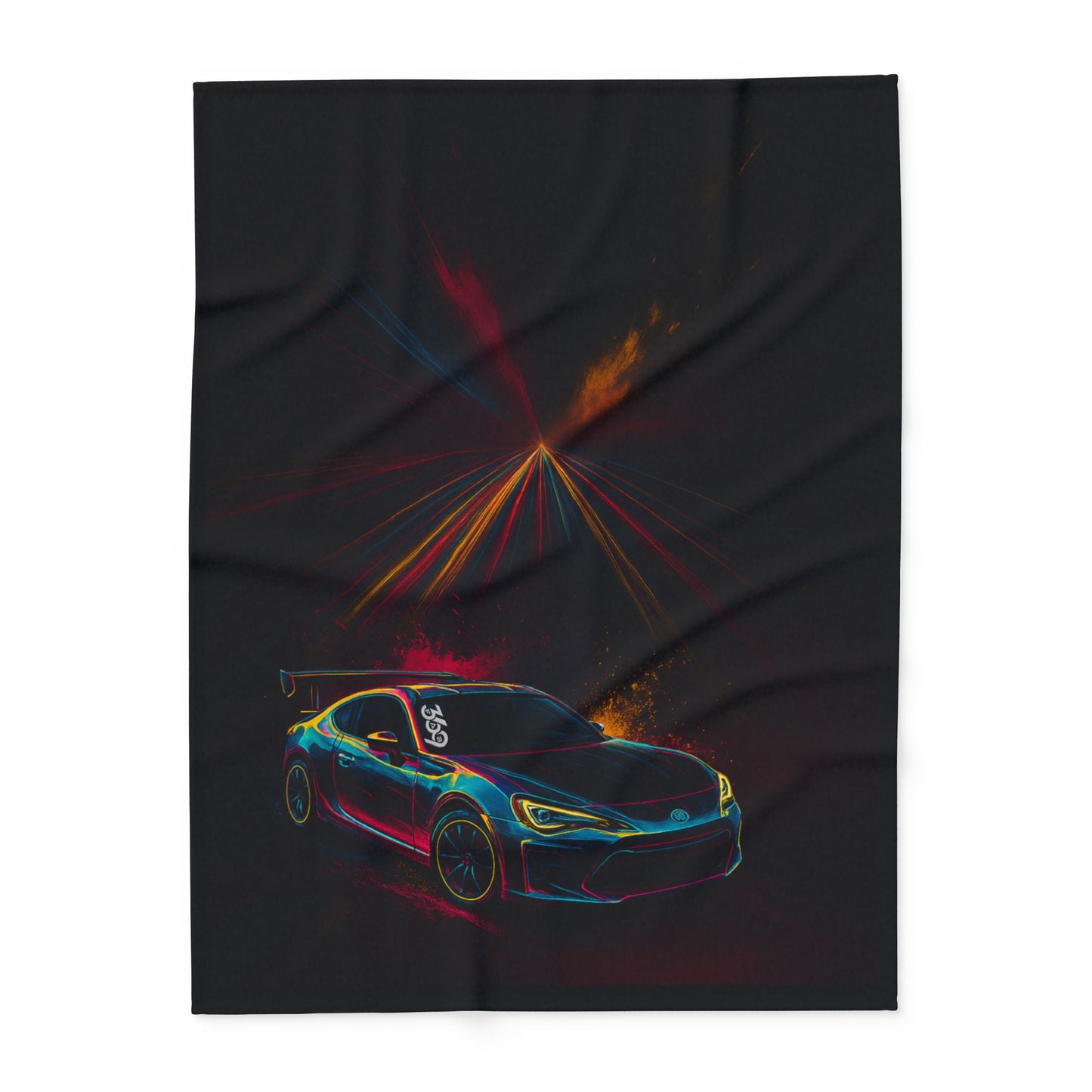 369Fab* Limited Edition FR-S Splash, Cozy, Neon Racing Car Fleece Blanket,