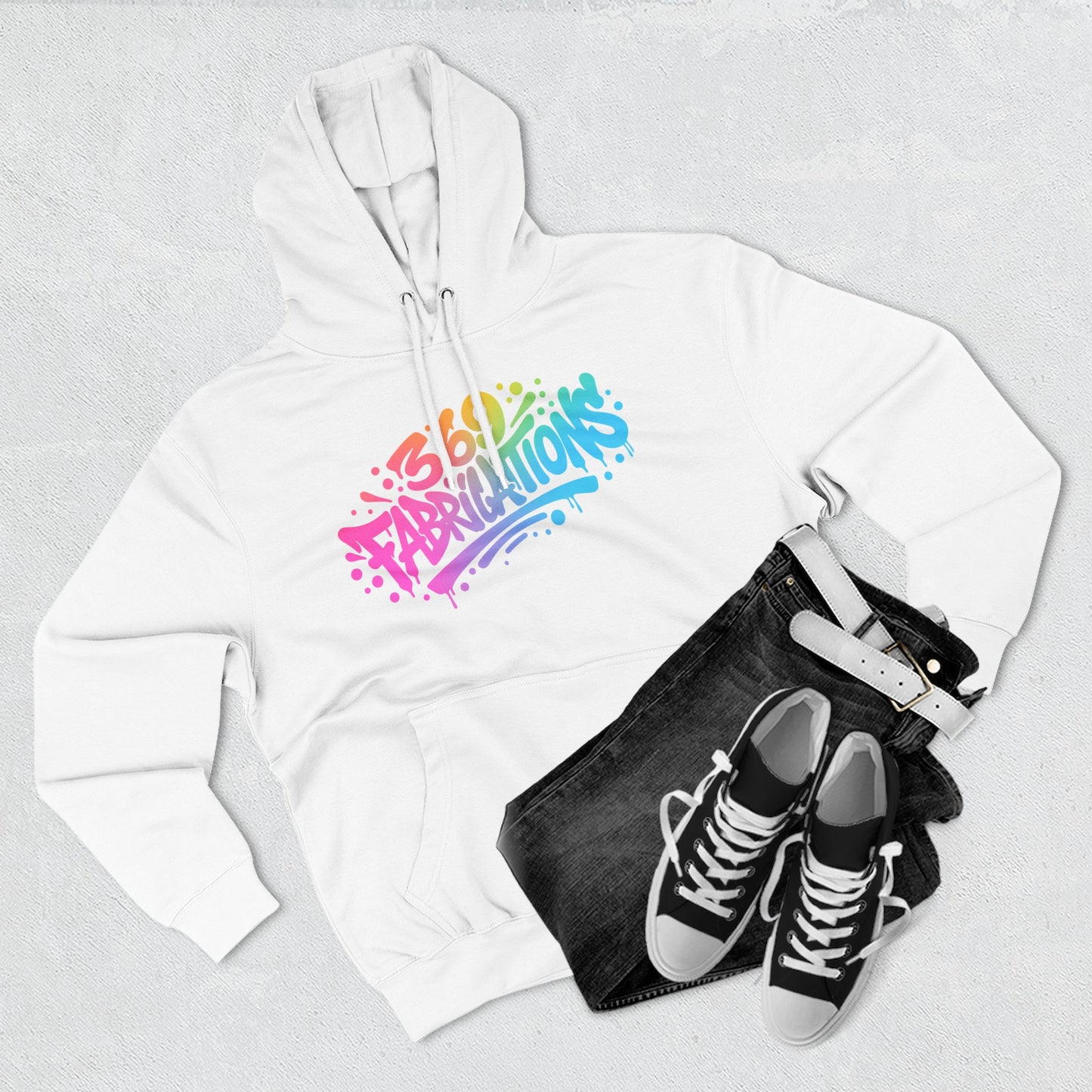 369Fab* 369Fabrications, Colorful Graffiti Fleece Hoodie for Cozy Vibes