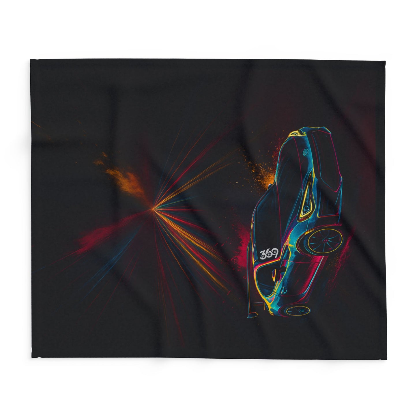369Fab* Limited Edition FR-S Splash, Cozy, Neon Racing Car Fleece Blanket,