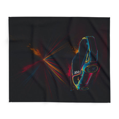 369Fab* Limited Edition FR-S Splash, Cozy, Neon Racing Car Fleece Blanket,