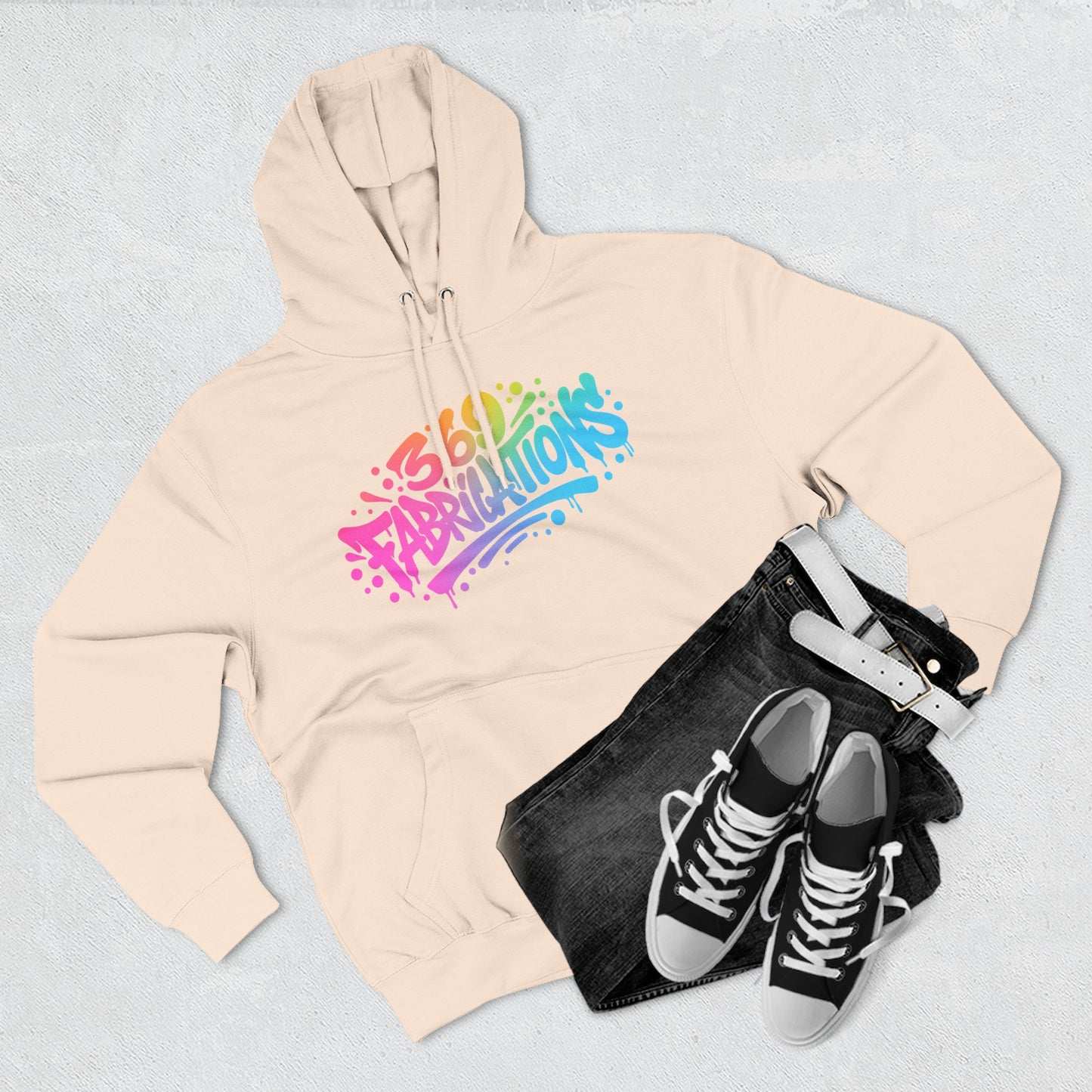 369Fab* 369Fabrications, Colorful Graffiti Fleece Hoodie for Cozy Vibes