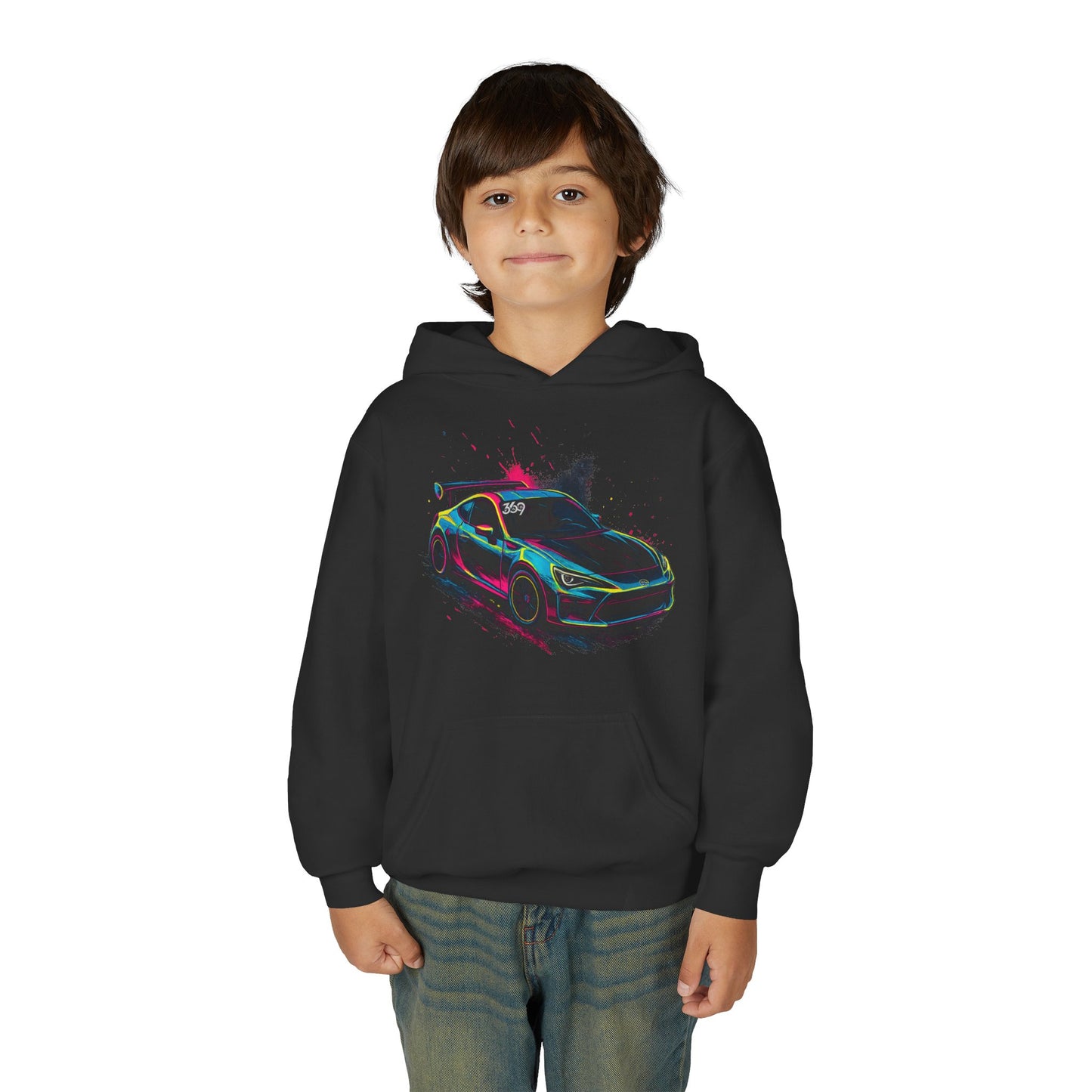 369Fab* Limited Edition FR-S Splash, Vibrant Car Graphic Youth Hoodie