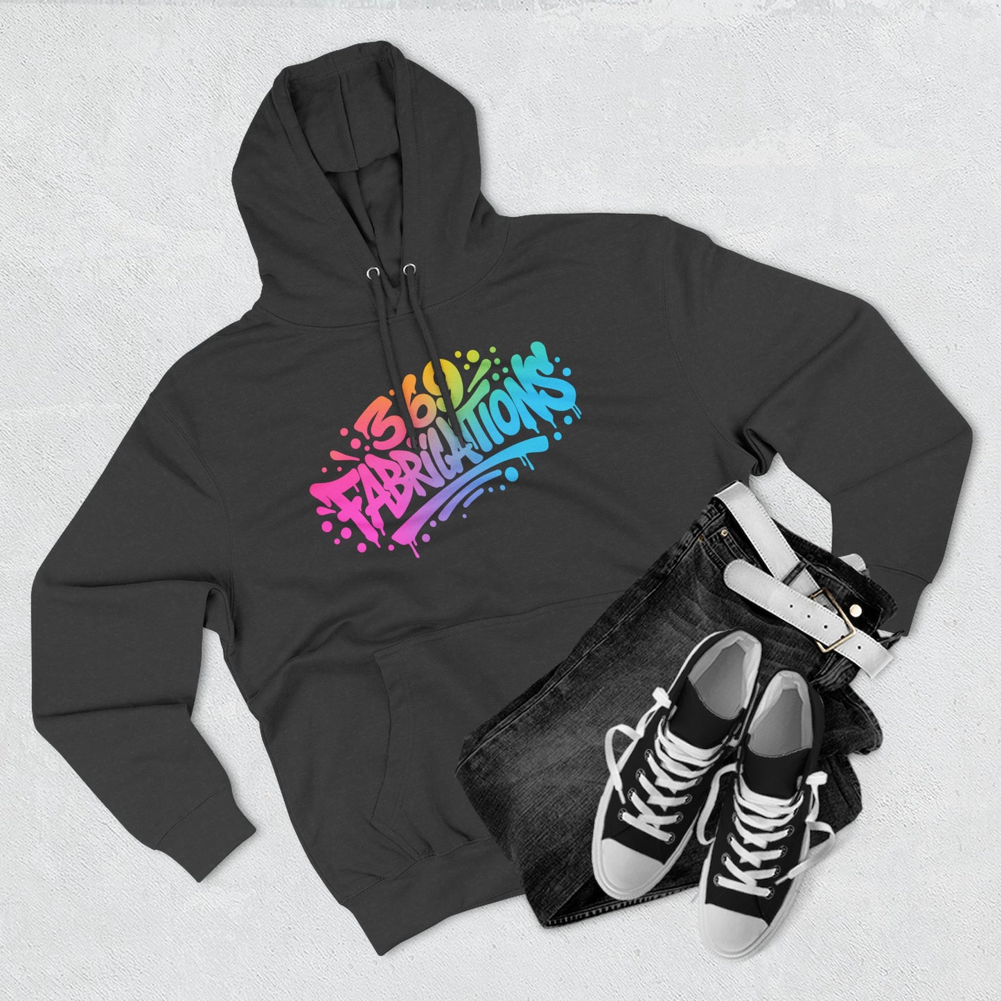369Fab* 369Fabrications, Colorful Graffiti Fleece Hoodie for Cozy Vibes