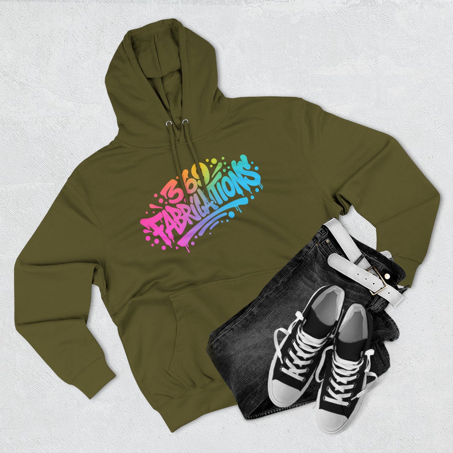 369Fab* 369Fabrications, Colorful Graffiti Fleece Hoodie for Cozy Vibes
