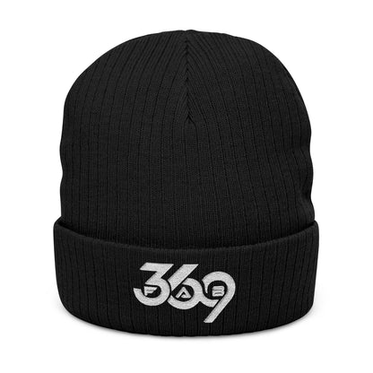 369Fab* W. Logo, Cozy Ribbed Knit Beanie with 369 Embroidery