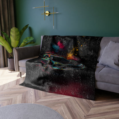 369Fab* Limited Edition FR-S Splash, Vibrant Car-Themed Crushed Velvet Blanket