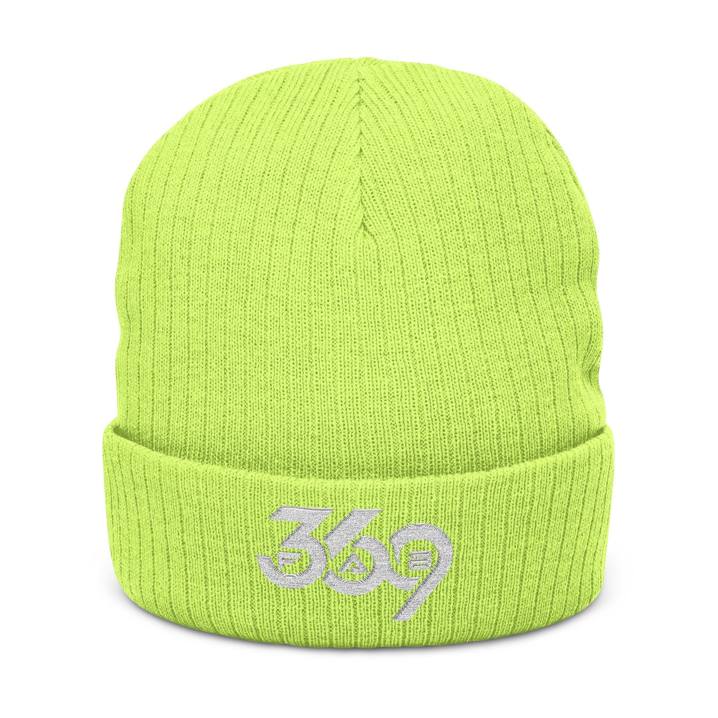 369Fab* W. Logo, Cozy Ribbed Knit Beanie with 369 Embroidery