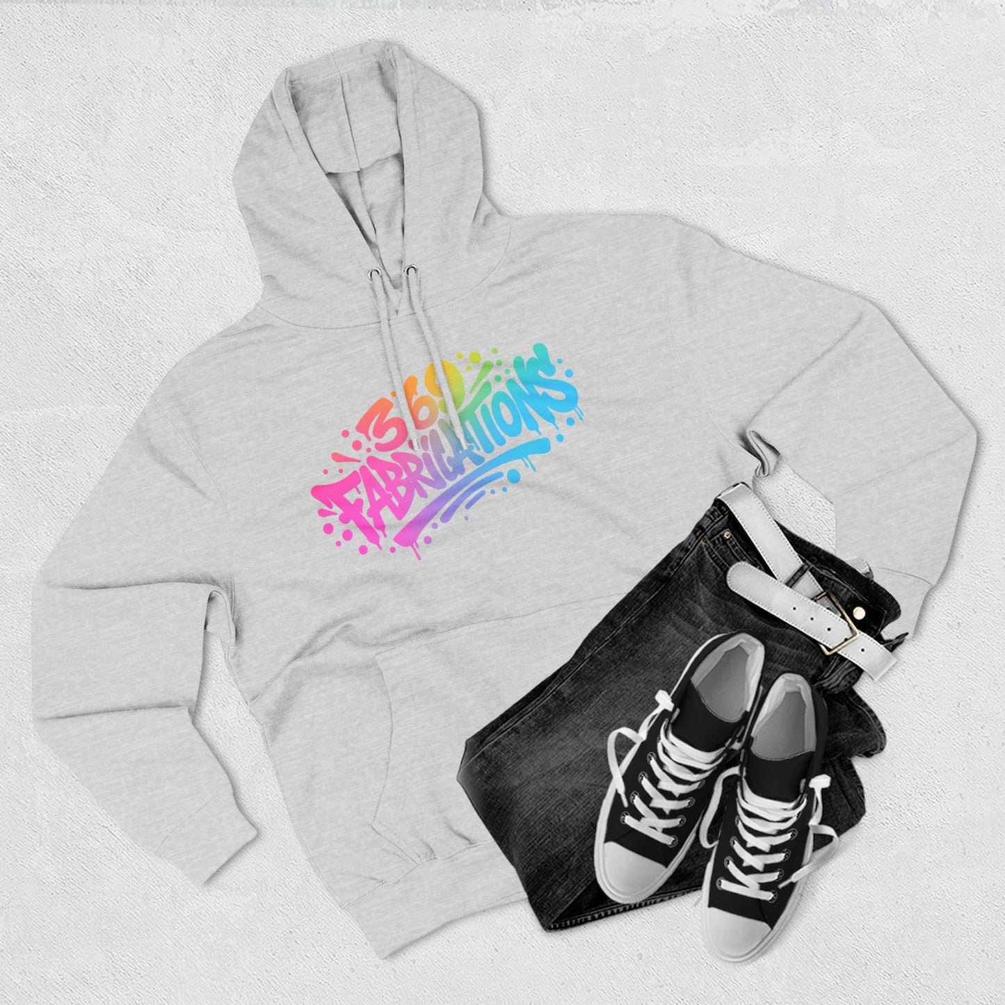 369Fab* 369Fabrications, Colorful Graffiti Fleece Hoodie for Cozy Vibes