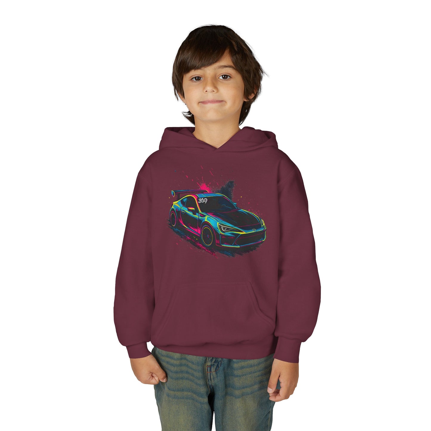 369Fab* Limited Edition FR-S Splash, Vibrant Car Graphic Youth Hoodie
