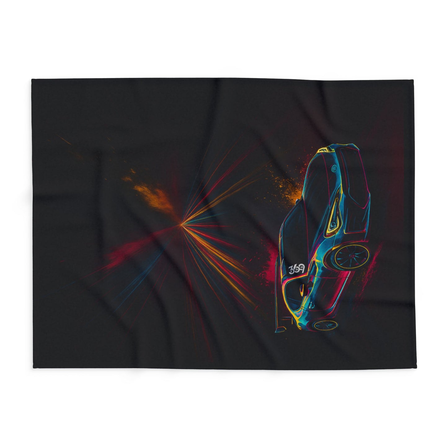 369Fab* Limited Edition FR-S Splash, Cozy, Neon Racing Car Fleece Blanket,
