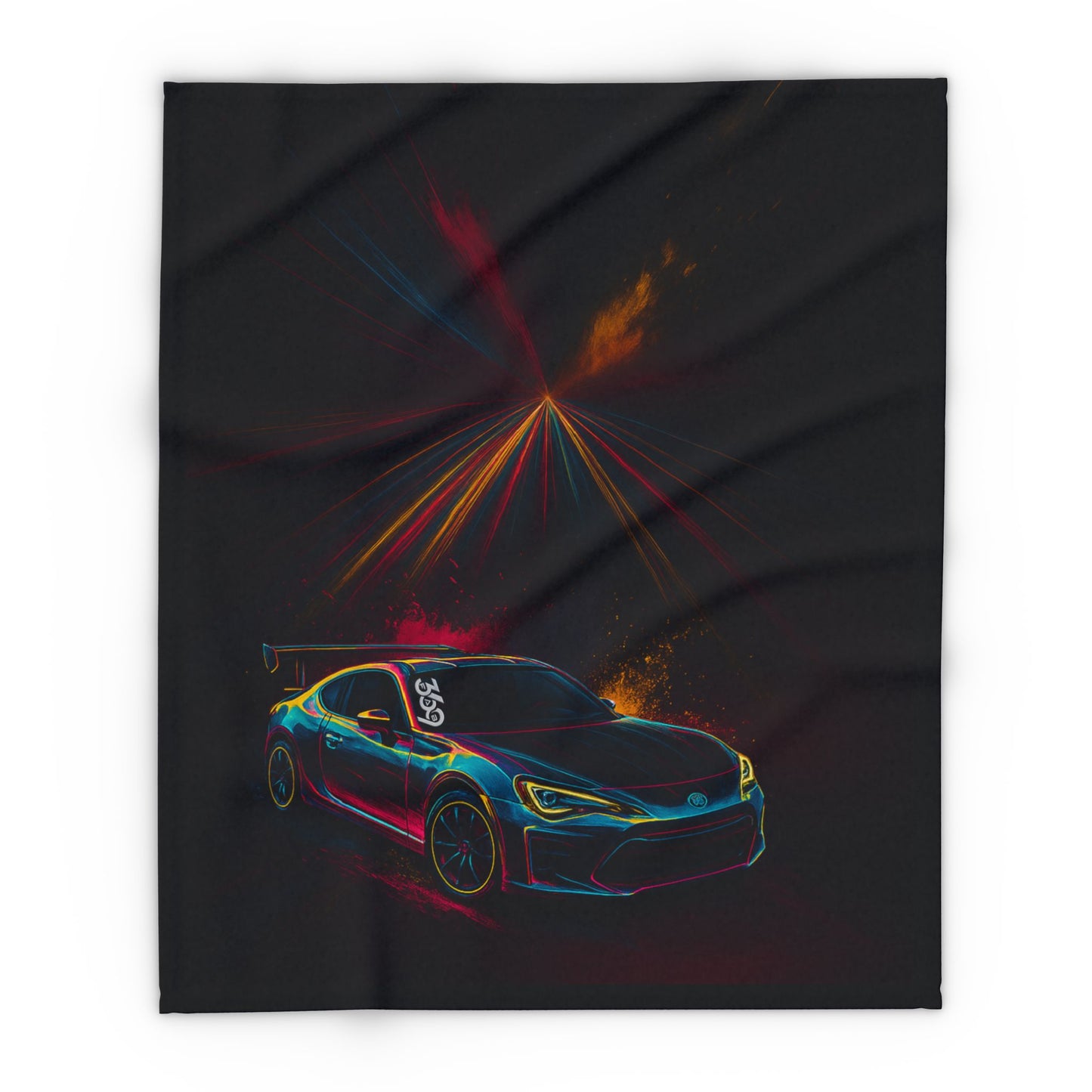 369Fab* Limited Edition FR-S Splash, Cozy, Neon Racing Car Fleece Blanket,