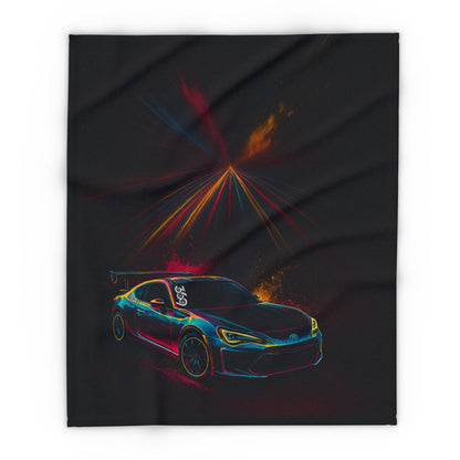 369Fab* Limited Edition FR-S Splash, Cozy, Neon Racing Car Fleece Blanket,