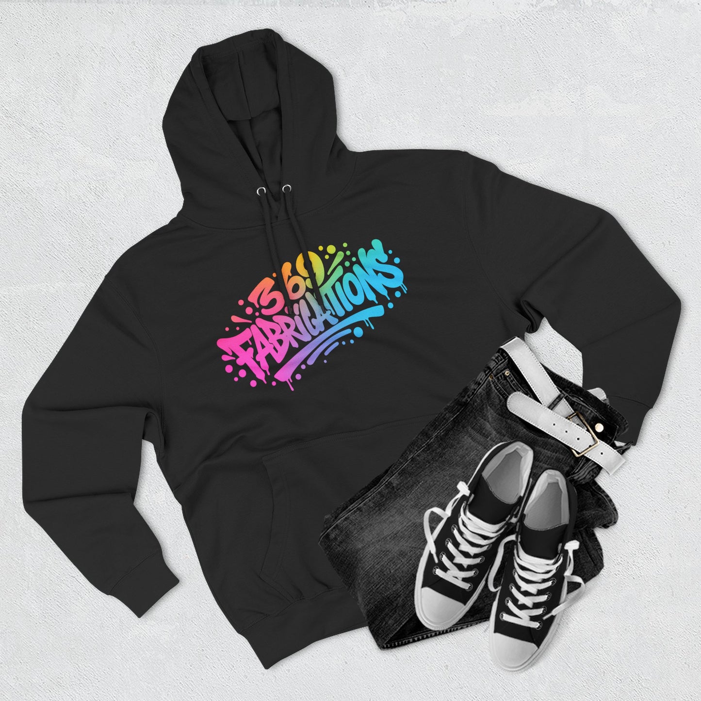 369Fab* 369Fabrications, Colorful Graffiti Fleece Hoodie for Cozy Vibes