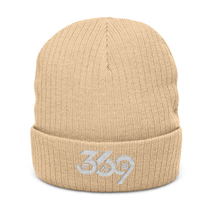 369Fab* W. Logo, Cozy Ribbed Knit Beanie with 369 Embroidery